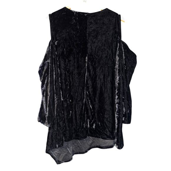 NWT NY Collection Black Velvet Top Women's 3X Asymmetrical Witch Goth Dark Fairy - Picture 4 of 6